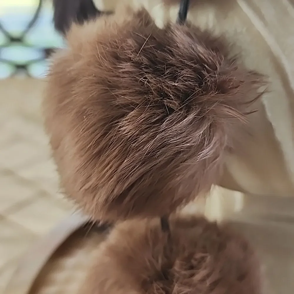 Faux Fur Puff Stoll Chocolate Brown